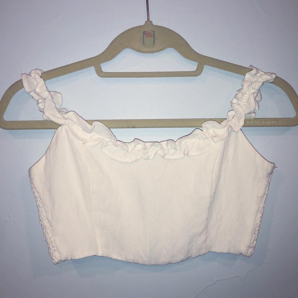 White Cropped Cotton Candy LA top